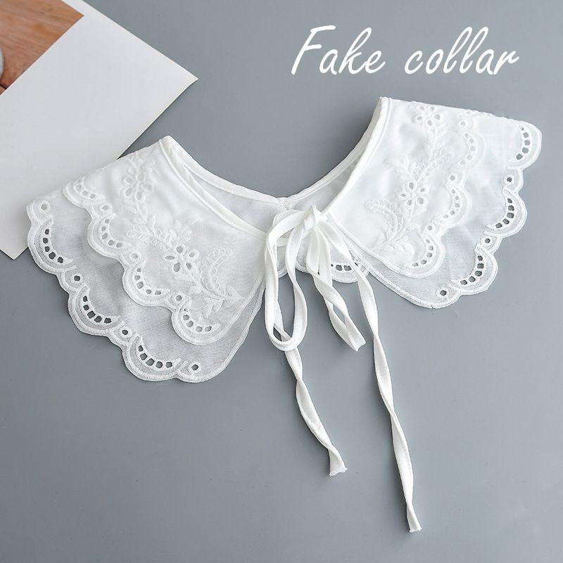 つけ襟 付け襟 フェイクカラー レディース 花柄 刺繍 ホワイト 可愛い 上品 ファッション小物 装飾小物 装飾襟 | plusnao