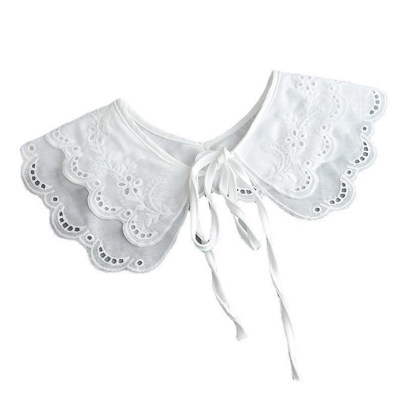 つけ襟 付け襟 フェイクカラー レディース 花柄 刺繍 ホワイト 可愛い 上品 ファッション小物 装飾小物 装飾襟 | plusnao | 03