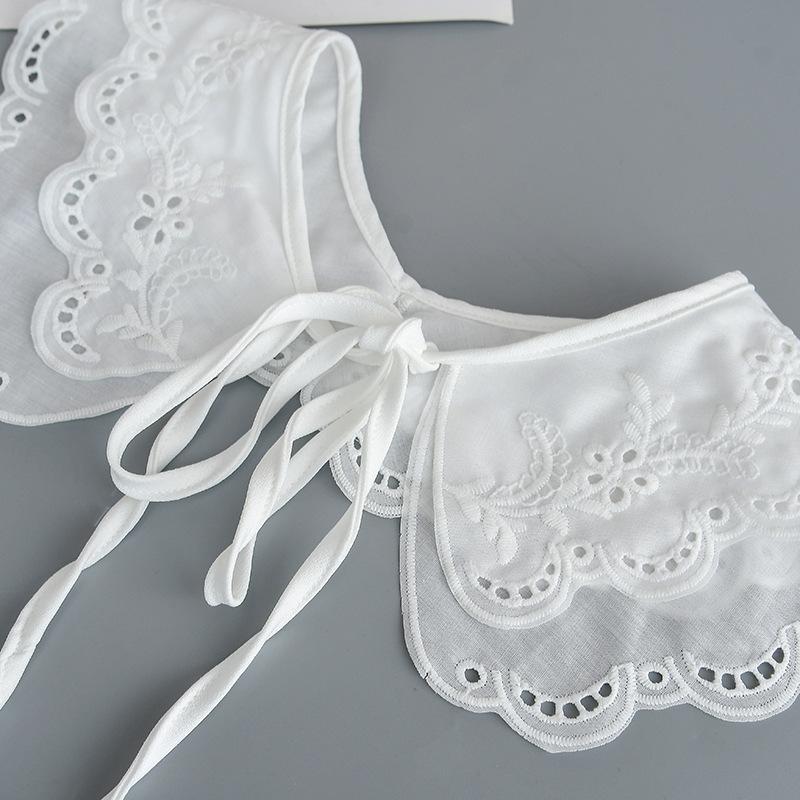 つけ襟 付け襟 フェイクカラー レディース 花柄 刺繍 ホワイト 可愛い 上品 ファッション小物 装飾小物 装飾襟 | plusnao | 05