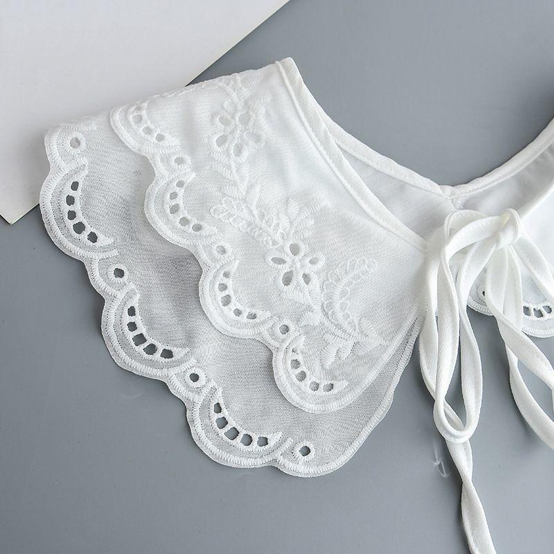 つけ襟 付け襟 フェイクカラー レディース 花柄 刺繍 ホワイト 可愛い 上品 ファッション小物 装飾小物 装飾襟 | plusnao | 06