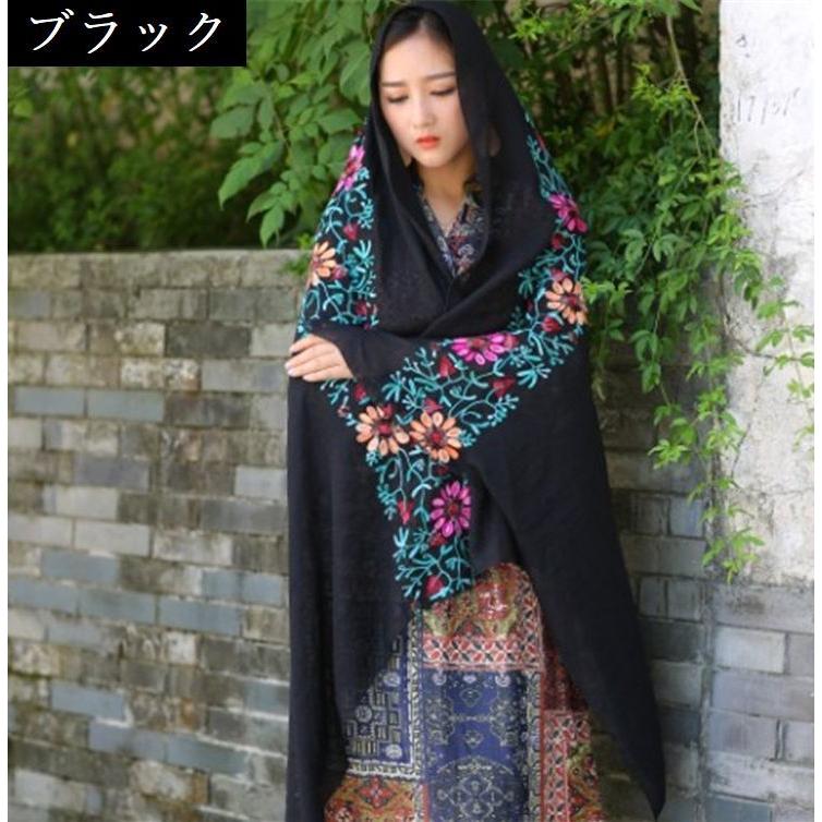 ストール ショール レディース エスニック 大判 ロング 花柄 刺繍 薄手
