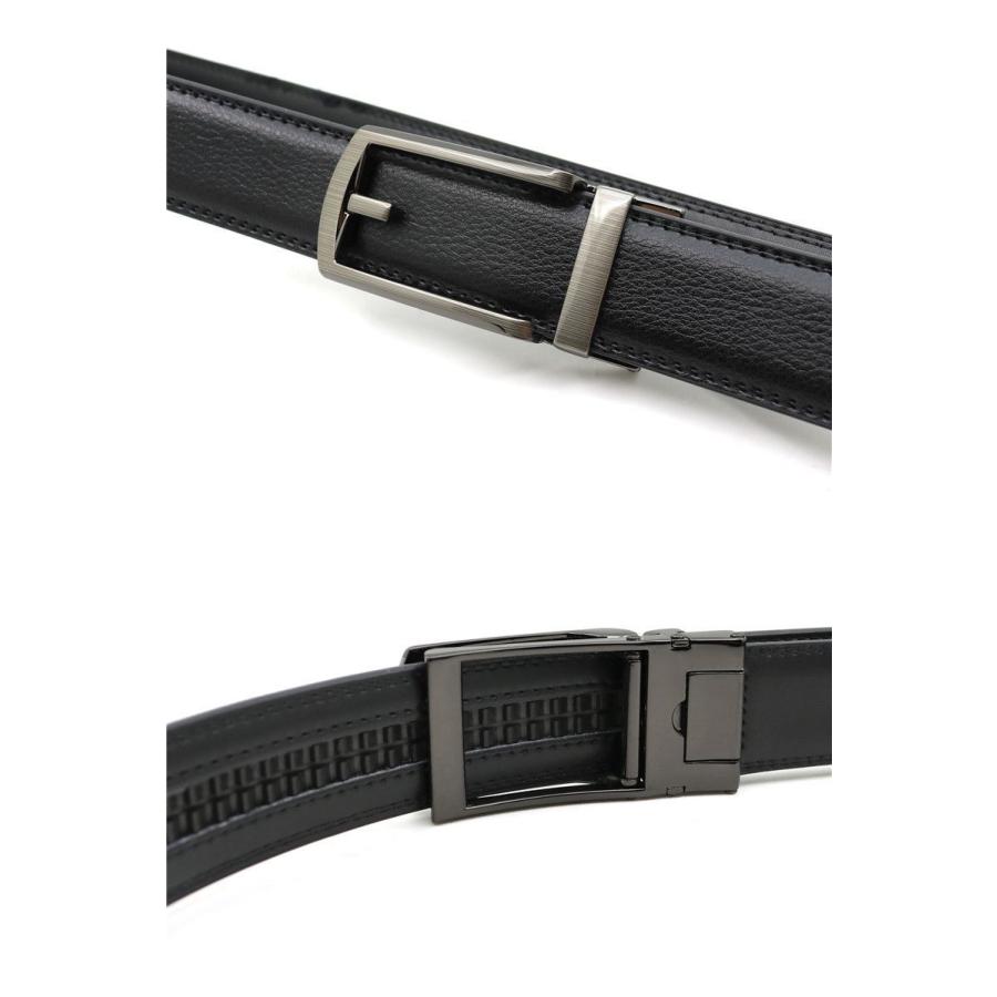 reo_runa_sin【新品・送料込み】ブラックベルト plusnao ベルト メンズ 紳士 レザー 本革 牛革 穴なし バックル オート
