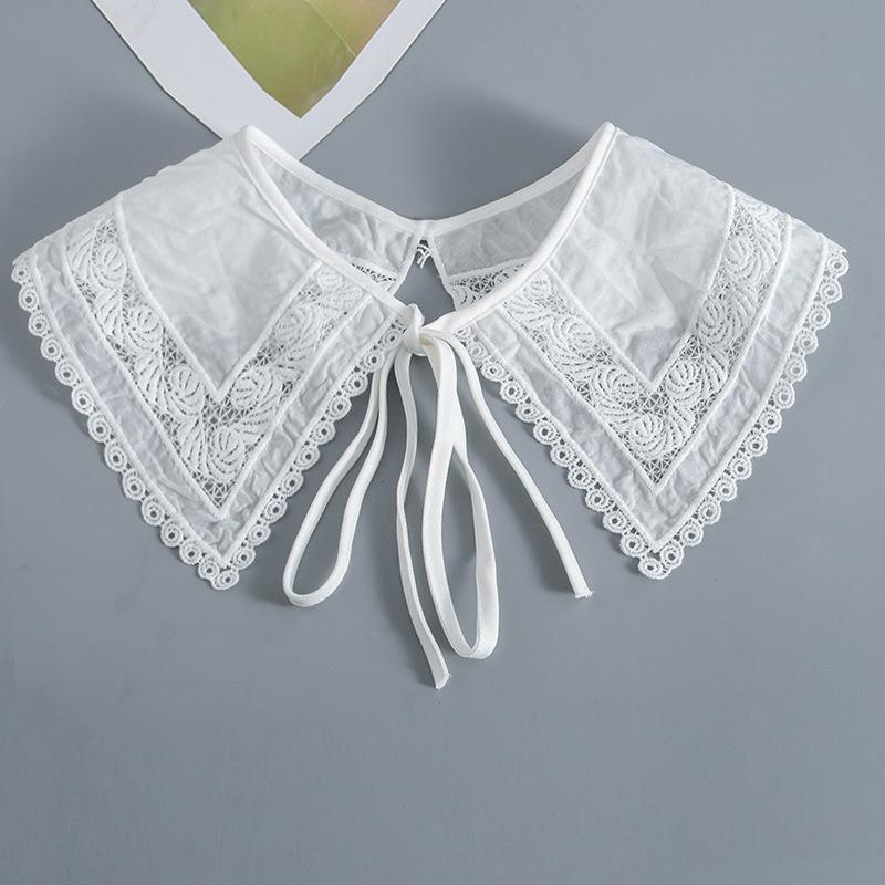 つけ襟 付け襟 レース レディース 女性 婦人 ファッション小物 ビッグカラー 角襟 リボン 紐 ナチュラル 重ね付け アクセント 取り外し レイヤー | plusnao | 03