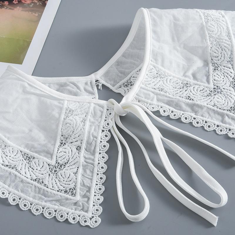 つけ襟 付け襟 レース レディース 女性 婦人 ファッション小物 ビッグカラー 角襟 リボン 紐 ナチュラル 重ね付け アクセント 取り外し レイヤー | plusnao | 05