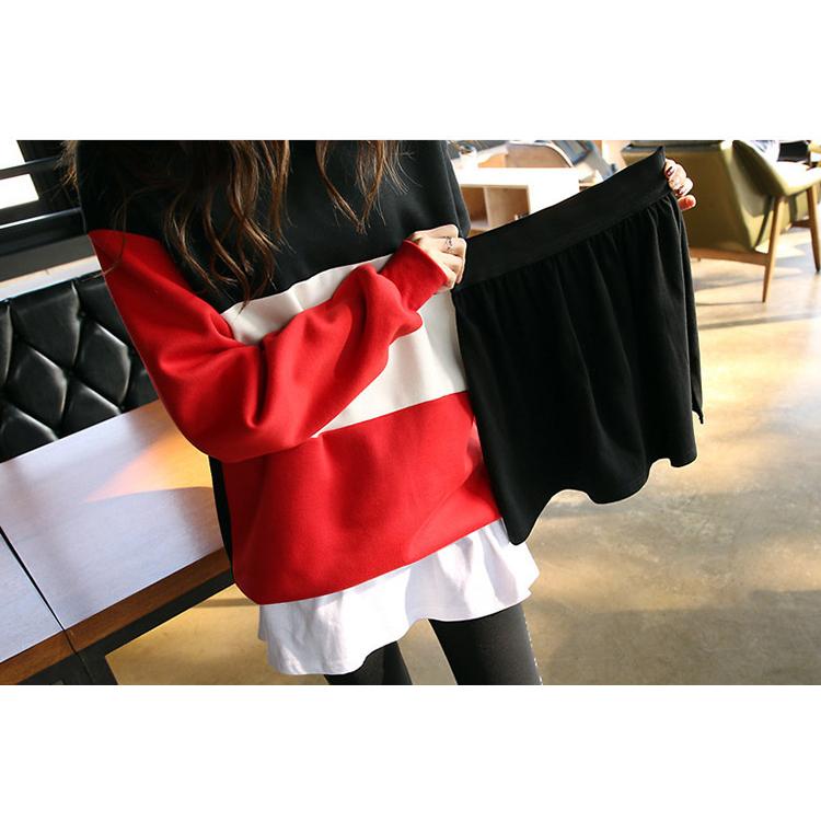 付け裾 つけ裾 フェイクレイヤードシャツ レディース 女性 ウエストゴム スカート 無地 重ね着風 体型カバー 大きいサイズ カジュアル かわいい お | plusnao | 10