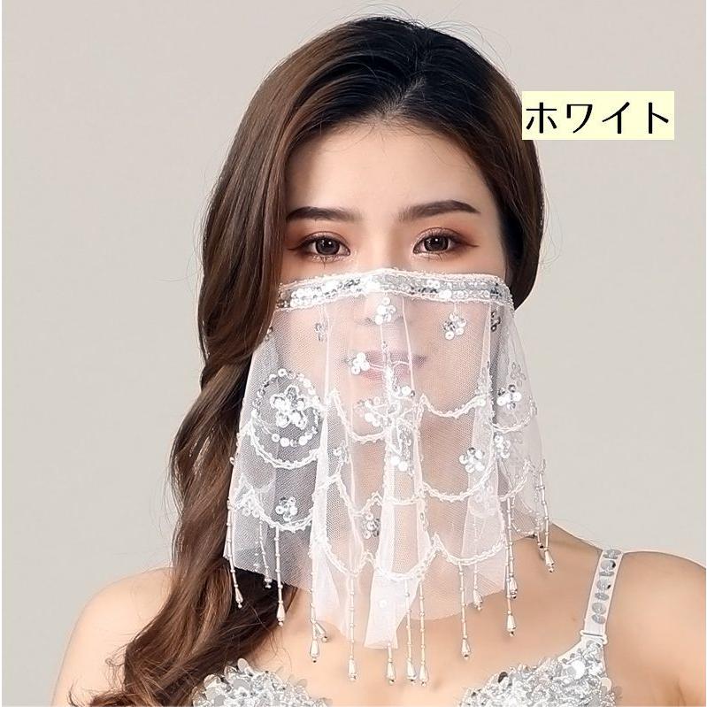 フェイスベール ヴェール ベリーダンス アラビアンダンス 衣装 マスク チュール スパンコール キラキラ オリエンタル ステージ衣装 ダンス衣装 仮装 | plusnao | 10