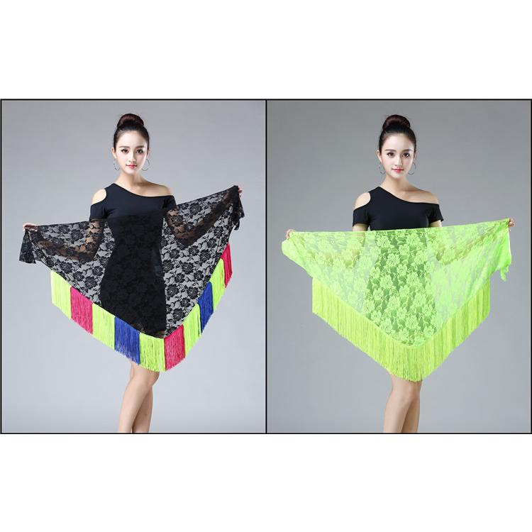 ヒップスカーフ ダンス衣装 ベリーダンス 社交ダンス ラテンダンス ヒップカバー 大人用 子供用 レース バラ 花柄 フリンジ シアー 三角 ショール | plusnao | 12