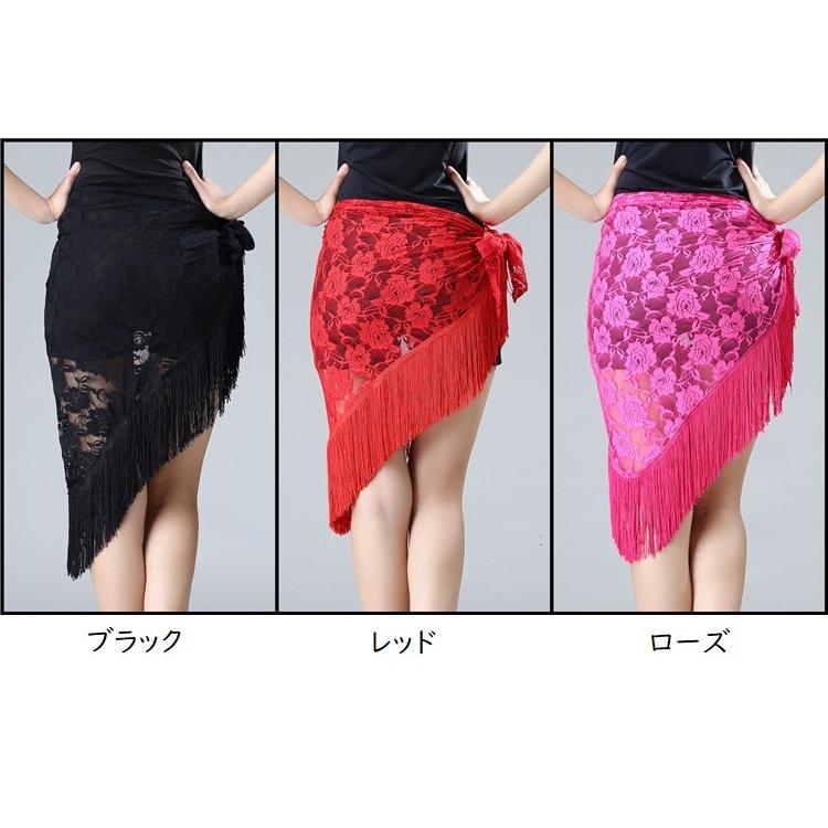 ヒップスカーフ ダンス衣装 ベリーダンス 社交ダンス ラテンダンス ヒップカバー 大人用 子供用 レース バラ 花柄 フリンジ シアー 三角 ショール | plusnao | 14