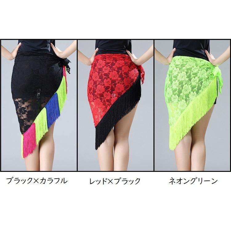 ヒップスカーフ ダンス衣装 ベリーダンス 社交ダンス ラテンダンス ヒップカバー 大人用 子供用 レース バラ 花柄 フリンジ シアー 三角 ショール | plusnao | 15