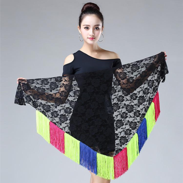 ヒップスカーフ ダンス衣装 ベリーダンス 社交ダンス ラテンダンス ヒップカバー 大人用 子供用 レース バラ 花柄 フリンジ シアー 三角 ショール | plusnao | 02