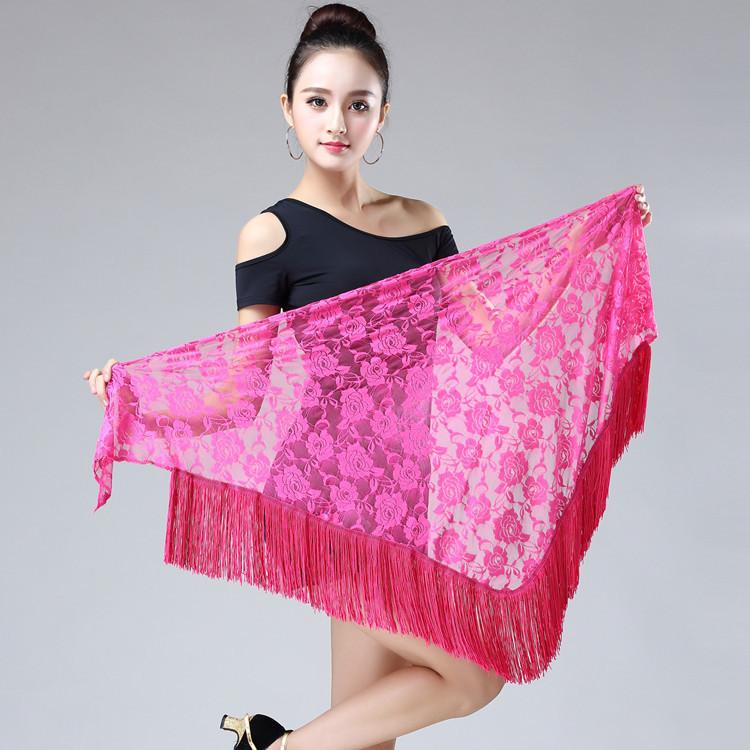 ヒップスカーフ ダンス衣装 ベリーダンス 社交ダンス ラテンダンス ヒップカバー 大人用 子供用 レース バラ 花柄 フリンジ シアー 三角 ショール | plusnao | 04