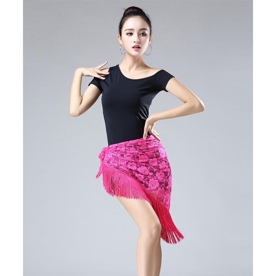 ヒップスカーフ ダンス衣装 ベリーダンス 社交ダンス ラテンダンス ヒップカバー 大人用 子供用 レース バラ 花柄 フリンジ シアー 三角 ショール | plusnao | 05