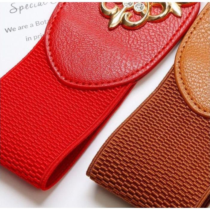 サッシュベルト 幅広 ワイド 太い レディース 女性 婦人用 ラインストーン ゴールドカラー 伸縮性 華やか フィット ウエストマーク おしゃれ エレ | plusnao | 10