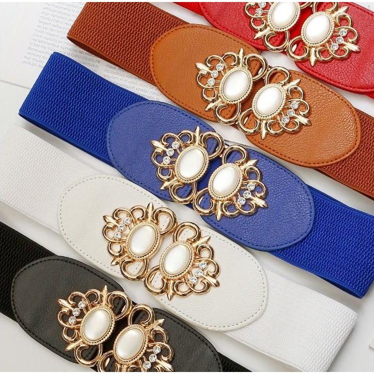 サッシュベルト 幅広 ワイド 太い レディース 女性 婦人用 ラインストーン ゴールドカラー 伸縮性 華やか フィット ウエストマーク おしゃれ エレ | plusnao | 05