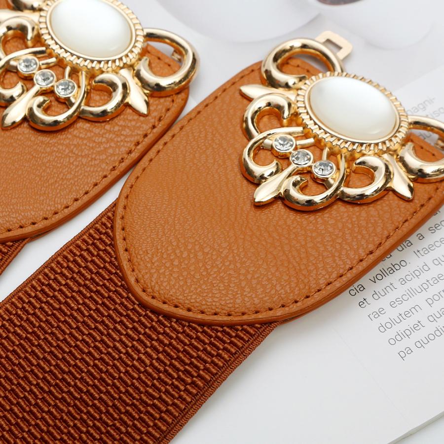 サッシュベルト 幅広 ワイド 太い レディース 女性 婦人用 ラインストーン ゴールドカラー 伸縮性 華やか フィット ウエストマーク おしゃれ エレ | plusnao | 08