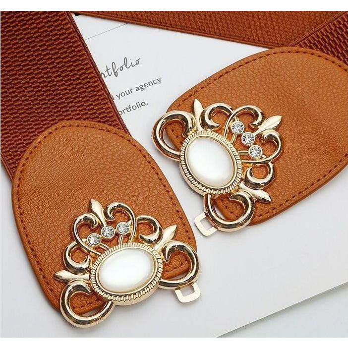 サッシュベルト 幅広 ワイド 太い レディース 女性 婦人用 ラインストーン ゴールドカラー 伸縮性 華やか フィット ウエストマーク おしゃれ エレ | plusnao | 09