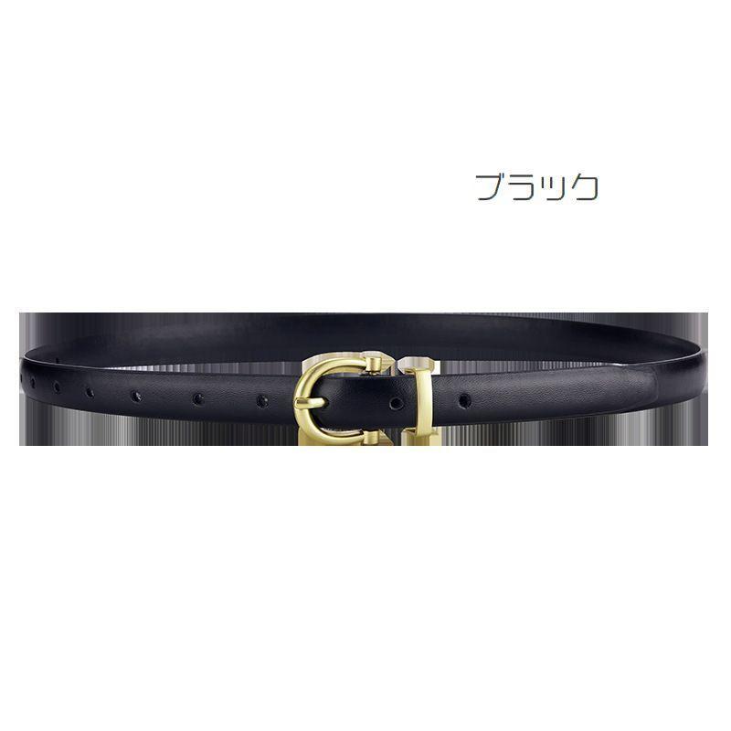 ベルト レディース 細め 細身 スリム 女性用 ゴールドバックル レザー