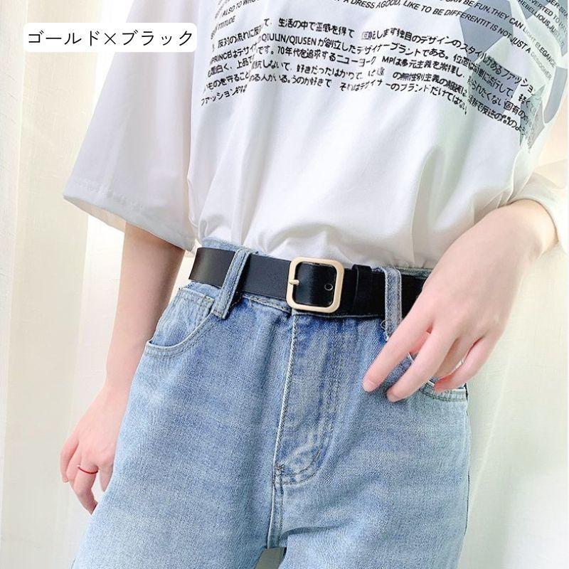 ベルト レディース 女性 婦人 レザー調 フェイクレザー 高級感 シンプル あわせやすい オーソドックス 定番 カジュアル バックル | plusnao | 06