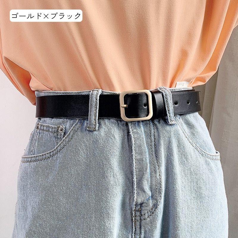 ベルト レディース 女性 婦人 レザー調 フェイクレザー 高級感 シンプル あわせやすい オーソドックス 定番 カジュアル バックル | plusnao | 09
