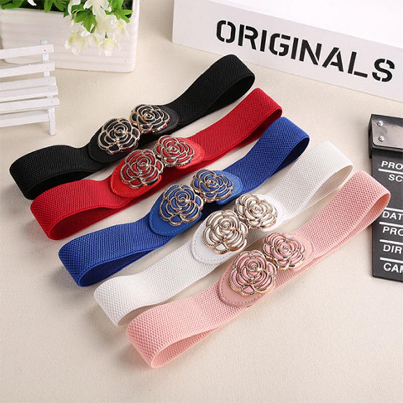 太ベルト ウエストバンド 幅広 ワイド ゴム バックル アクセント 伸びる 正規通販 太め 薔薇 太い レディース おしゃれ バラ 大人上品 可愛い かわいい500円
