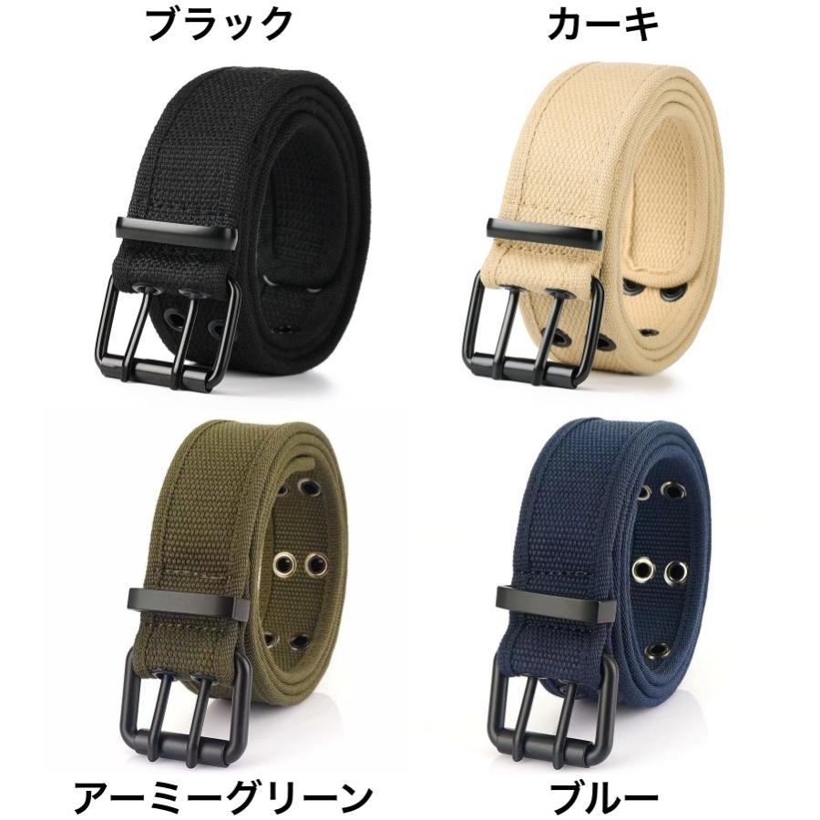 ベルト ダブルピン 115cm メンズ 男性用 ダブルホール 帆布 キャンバス 幅広 太め カジュアル シンプル 無地 ファッション小物 おしゃれ | plusnao | 10