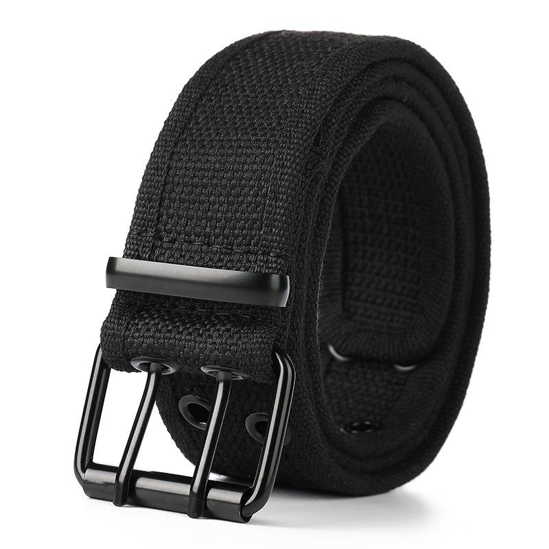 ベルト ダブルピン 115cm メンズ 男性用 ダブルホール 帆布 キャンバス 幅広 太め カジュアル シンプル 無地 ファッション小物 おしゃれ | plusnao | 03