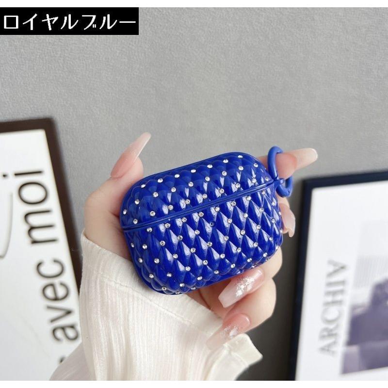 AirPodsケースカバー AirPodsPro キルティング風 ラインストーン