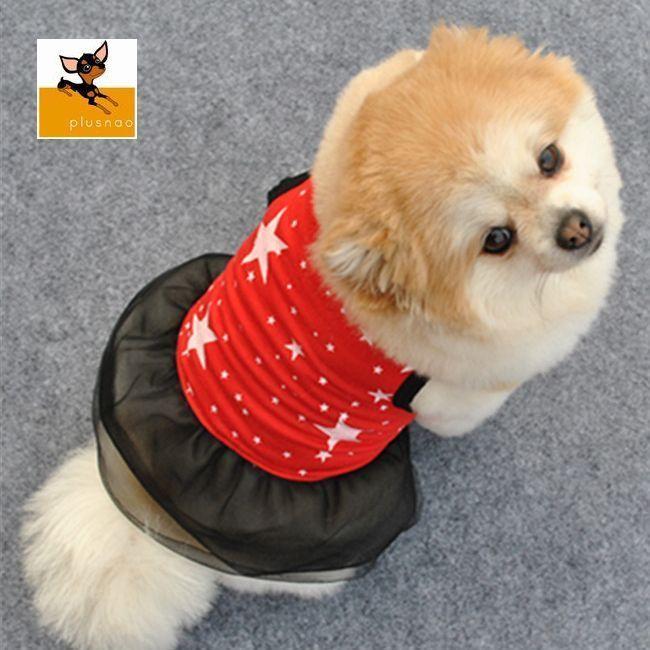 ペット用 犬猫兼用 ワンピース 犬の服 ノースリーブ 袖なし 洋服 チュールスカート 星