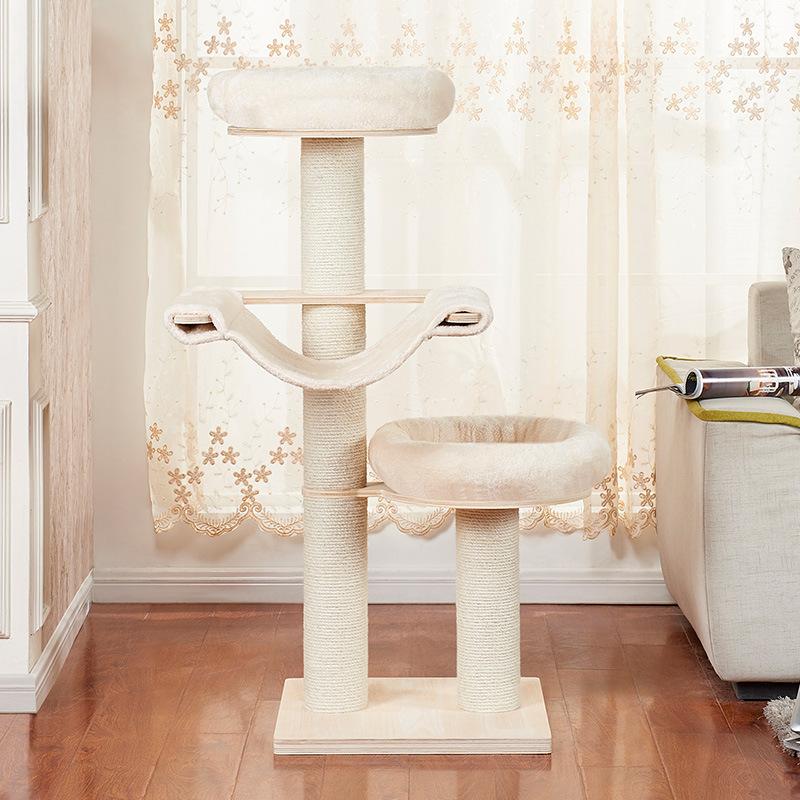 キャットタワー 据え置きタイプ 爪とぎ ハンモック付き 多頭飼い 猫タワー 据置きタイプ ウッドテイスト おしゃれ 猫用 つめとぎ ペット 土台付き 