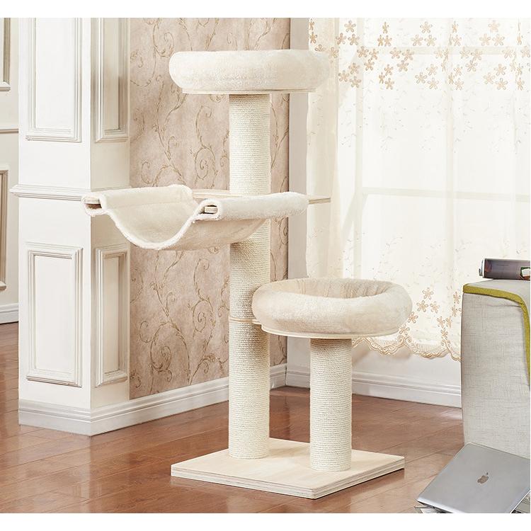 キャットタワー 据え置きタイプ 爪とぎ ハンモック付き 多頭飼い 猫タワー 据置きタイプ ウッドテイスト おしゃれ 猫用 つめとぎ ペット 土台付き 