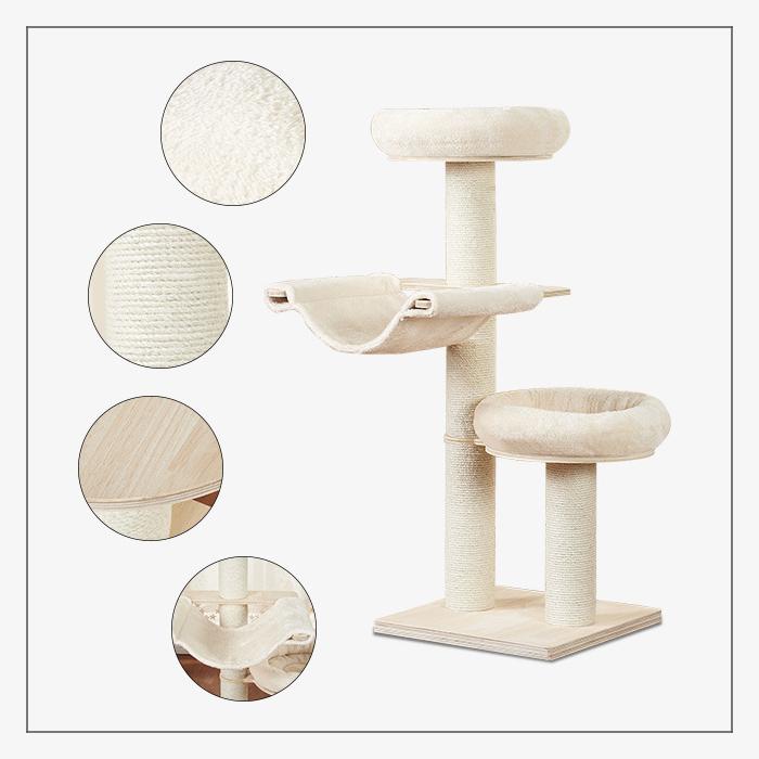 キャットタワー 据え置きタイプ 爪とぎ ハンモック付き 多頭飼い 猫タワー 据置きタイプ ウッドテイスト おしゃれ 猫用 つめとぎ ペット 土台付き 