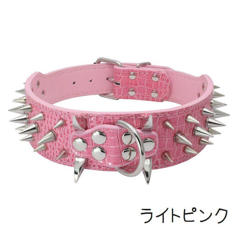 首輪 犬用 ペット用品 単品 スタッズ 小型犬 中型犬 お散歩グッズ フェイクレザー ヒョウ柄 クロコダイル風 かっこいい クール ドッグ|プラスナオ |10