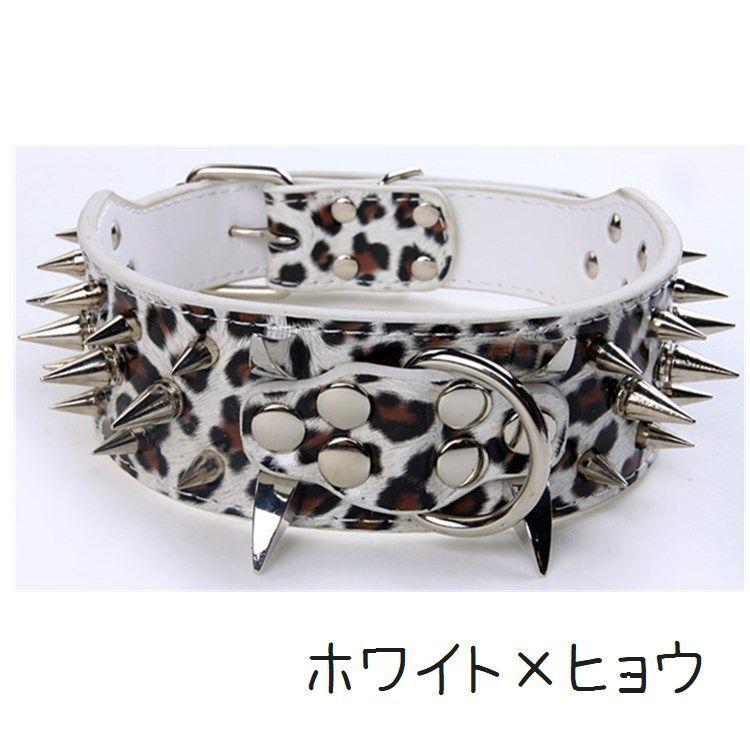 首輪 犬用 ペット用品 単品 スタッズ 小型犬 中型犬 お散歩グッズ フェイクレザー ヒョウ柄 クロコダイル風 かっこいい クール ドッグ|プラスナオ |13