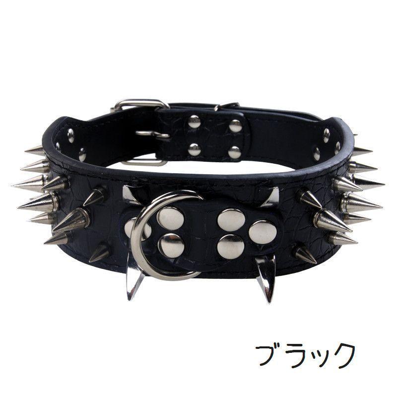 首輪 犬用 ペット用品 単品 スタッズ 小型犬 中型犬 お散歩グッズ フェイクレザー ヒョウ柄 クロコダイル風 かっこいい クール ドッグ|プラスナオ |02