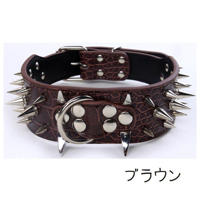 首輪 犬用 ペット用品 単品 スタッズ 小型犬 中型犬 お散歩グッズ フェイクレザー ヒョウ柄 クロコダイル風 かっこいい クール ドッグ|プラスナオ |07