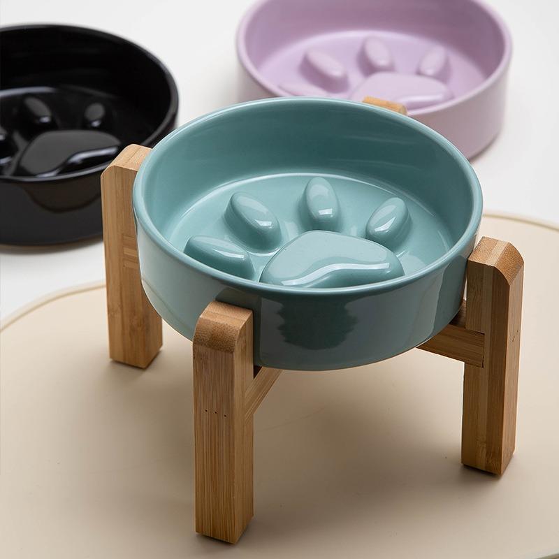 ADA 陶器製餌容器 竹風 ペット用食器 フードボウル 陶器製 木製 竹製スタンド付き 餌入れ エサ