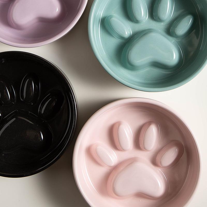 ペット用食器 フードボウル 陶器製 木製 竹製スタンド付き 餌入れ エサ
