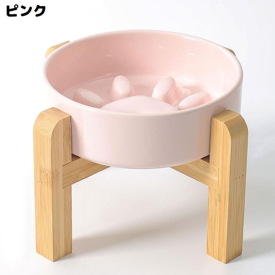 ペット用食器 フードボウル 陶器製 木製 竹製スタンド付き 餌入れ エサ