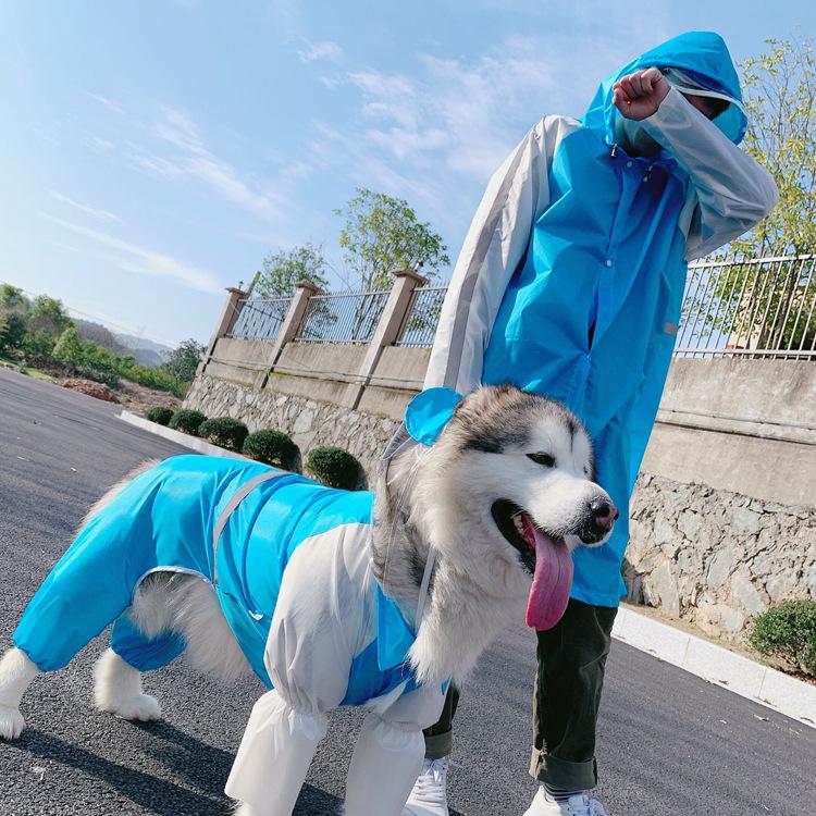 ペットウェア 飼い主とペット 犬 中型犬 小型犬 ペット用品 犬服 レインコート カッパ フード付き 耳付き 恐竜 ペアルック お散歩 袖口カット可能 プラスナオ Paypayモール店 通販 Paypayモール