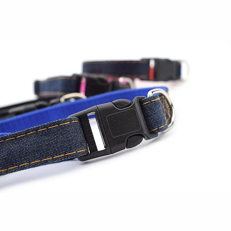 首輪 カラー 犬用 猫用 ペット用品 ワンタッチバックル 簡単装着 デニム Dカン付き 長さ調節可能 カジュアル 可愛い 散歩グッズ お出掛け イヌ用 | plusnao | 06