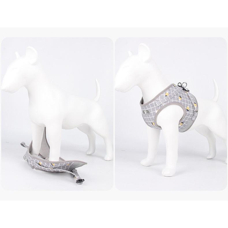 ハーネス リード 2点セット 小型犬 中型犬 イヌ 猫 ネコ ペットグッズ ペット用品 お散歩グッズ 背中開き 背中あき 反射板付き マジック テープ | plusnao | 04