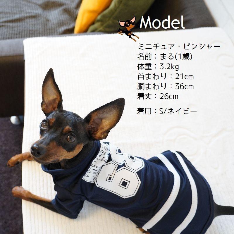 ペット服 Tシャツ ドッグウエア ナンバー ロゴ 袖あり プルオーバー 犬 散歩 お出掛け 薄手 メッシュ 春 夏 ライン スポーツテイスト ユニフォ｜plusnao｜06