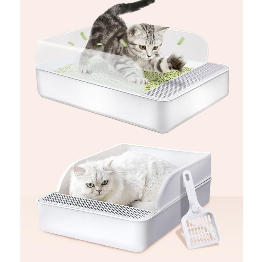 猫用トイレ トイレ容器 砂トイレ ネコ用 ねこ キャット トイレタリー用品 飛散防止 お手入れ簡単 持ち運び便利 シンプル 定番 ペットグッズ ペット｜plusnao｜07