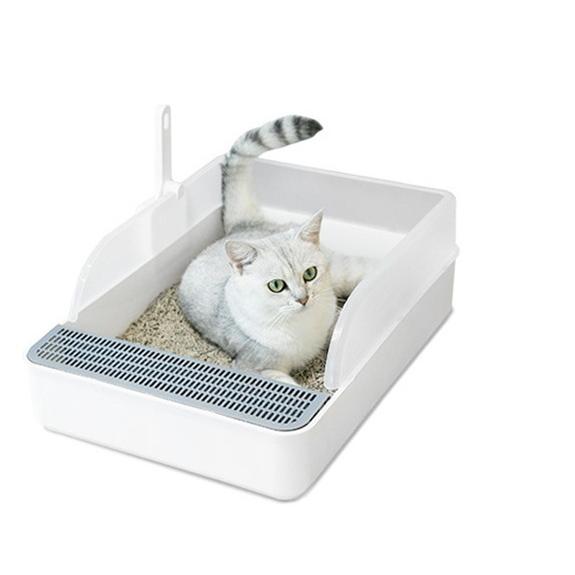 猫用トイレ トイレ容器 砂トイレ ネコ用 ねこ キャット トイレタリー用品 飛散防止 お手入れ簡単 持ち運び便利 シンプル 定番 ペットグッズ ペット｜plusnao｜08