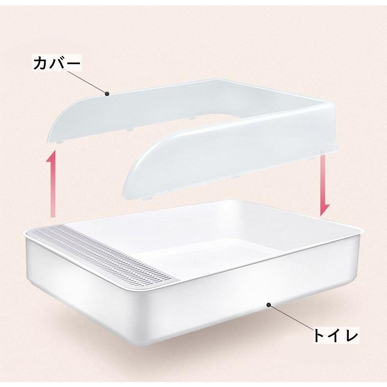 猫用トイレ トイレ容器 砂トイレ ネコ用 ねこ キャット トイレタリー用品 飛散防止 お手入れ簡単 持ち運び便利 シンプル 定番 ペットグッズ ペット｜plusnao｜09