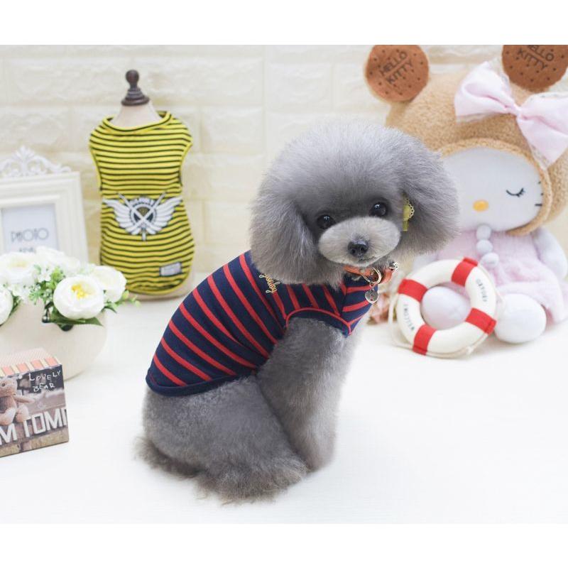 ドッグウェア タンクトップ 犬服 洋服 ペット用品 ペットウェア 犬用 猫用 小型犬 ノースリーブ ボーダー ロゴ 可愛い カジュアル シンプル ペッ｜plusnao｜03