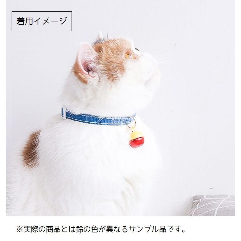 猫用首輪 鈴付き カラー チョーカー セーフティバックル デニム くびわ 