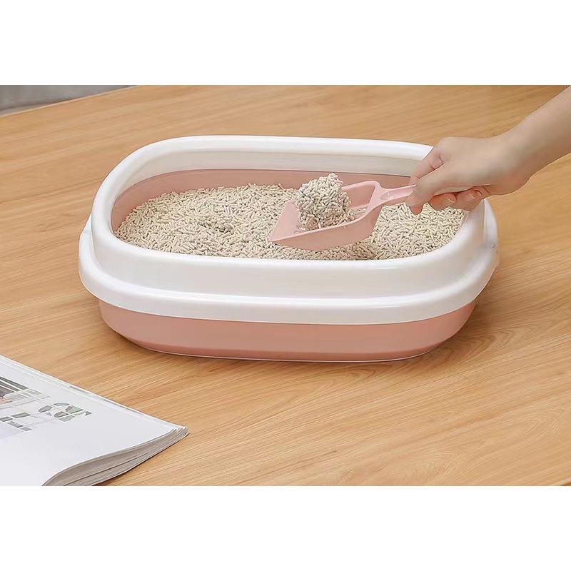 猫用トイレ キャットトイレ 本体 スクエア ハーフ 猫 キャット ペット用品 Mサイズ スコップ付き 収納らくらく 洗える シンプル 無地 ナチュラル|プラスナオ PayPayモール店|02