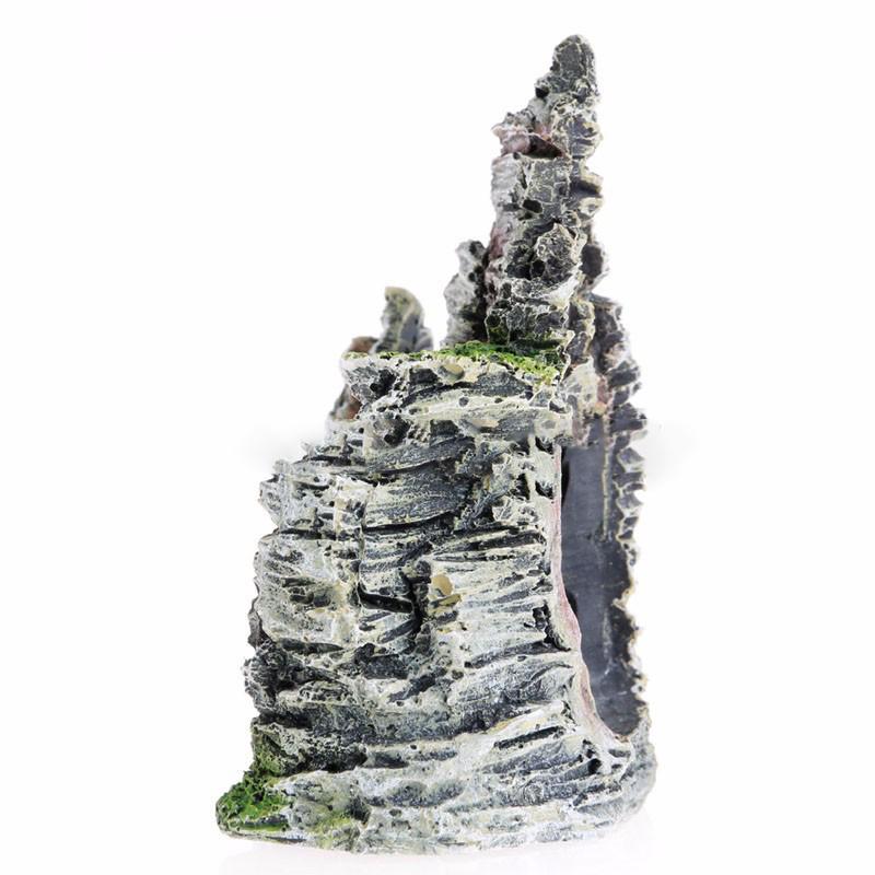 水槽用 オブジェ アクアリウム オーナメント 樹脂製 人工岩山 洞窟