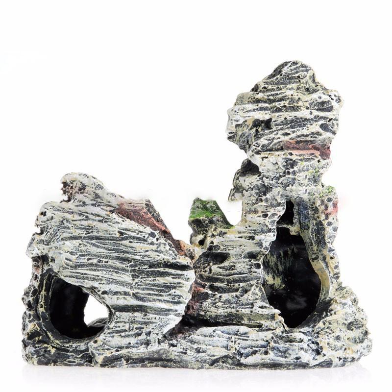 水槽用 オブジェ アクアリウム オーナメント 樹脂製 人工岩山 洞窟
